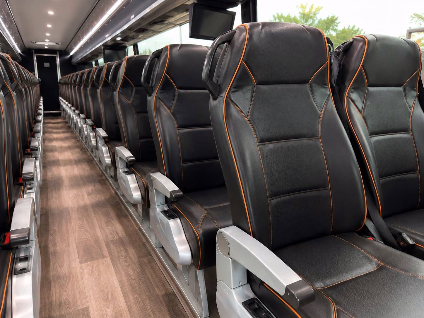 plano charter bus rental interior